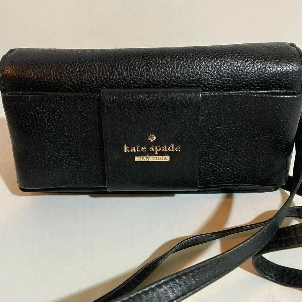 Kate spade black leather crossbody handbag